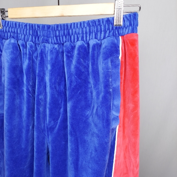 Sweatsedo Retro Velour Track Suit Set USA Logo Red Blue Zip Pocket Large - Picture 6 of 10